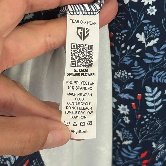 Graham Luxe Polo Golf Shirt Winter Flower Navy Collared New with Tags Medium - Picture 7 of 8